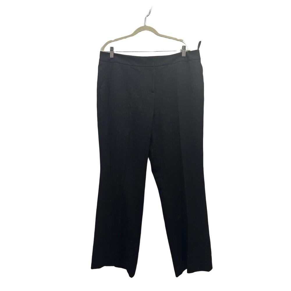 Womens Trousers Size 16 Black Dress Pants Flat Front Pocket Wide Leg